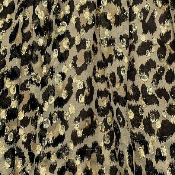 Kate Spade Leopard Print Metallic Dot Mini Skirt 00 XXS Tan Flare Party - Picture 4 of 7